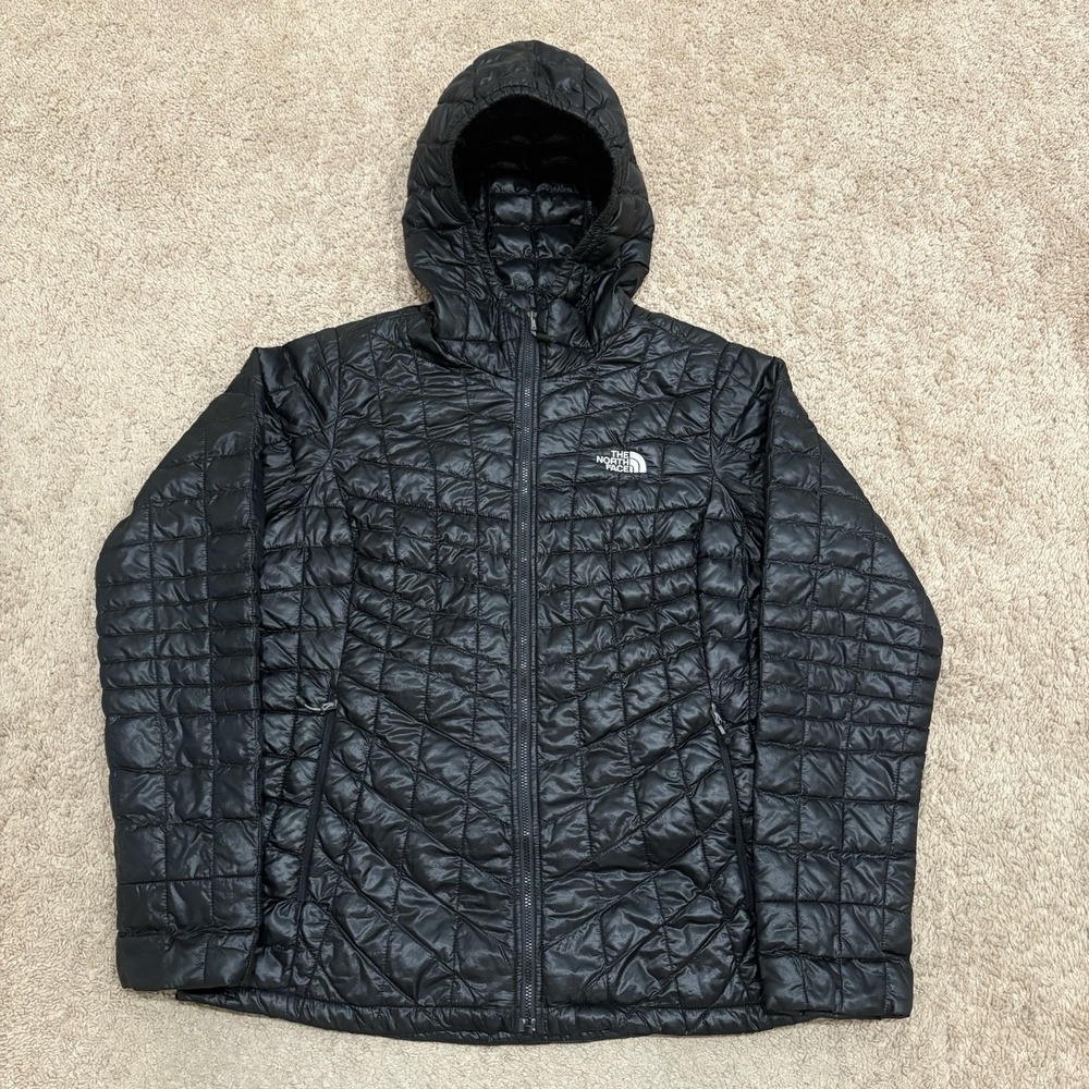 The North Face Thermoball Hooded Jacket Womens Medium Black Full Zip Puffer